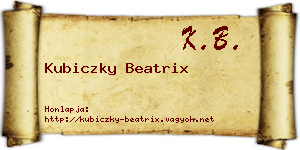 Kubiczky Beatrix névjegykártya